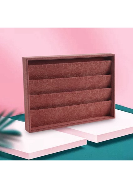 Pembe Kadife Takı Yüzük Ekran Organizatör Vaka Tepsi Tutucu Kolye Küpe Bileklik Saklama Kutusu Vitrin Standı Kesme Diski (Yurt Dışından)