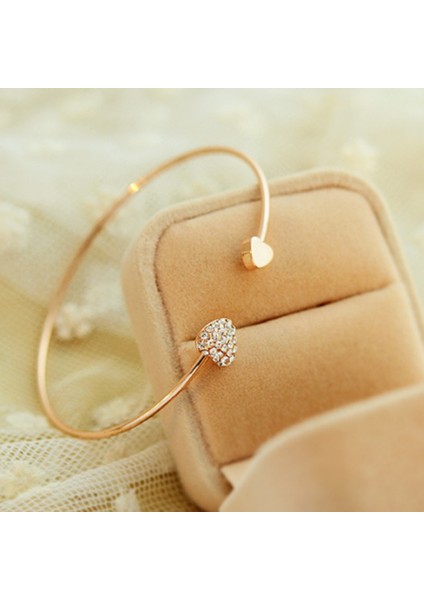 Moda Kalp Kristal Bileklik Yüksek Kaliteli Rhinestone Bilezik Kadınlar Için En Iyi Hediye, Altın (Yurt Dışından) fırsatları