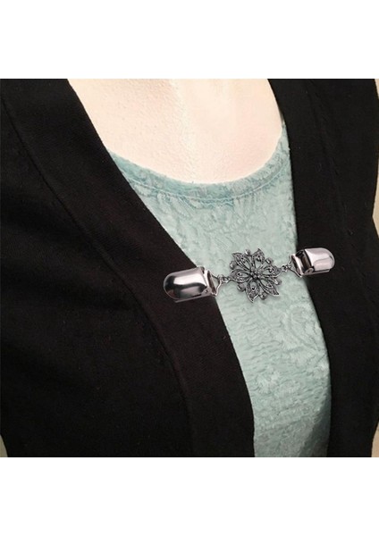 3 Parça Kazak Şal Klipler Elbiseler Hırka Yaka Broş Klip Kadınlar Kızlar Için Vintage Gömlek (Yurt Dışından)