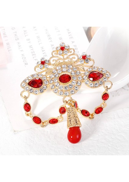 Retro Etnik Çiçek Taklidi Broş Moda Kristal Broş Kadın Gelin Pin Takı (Yurt Dışından)