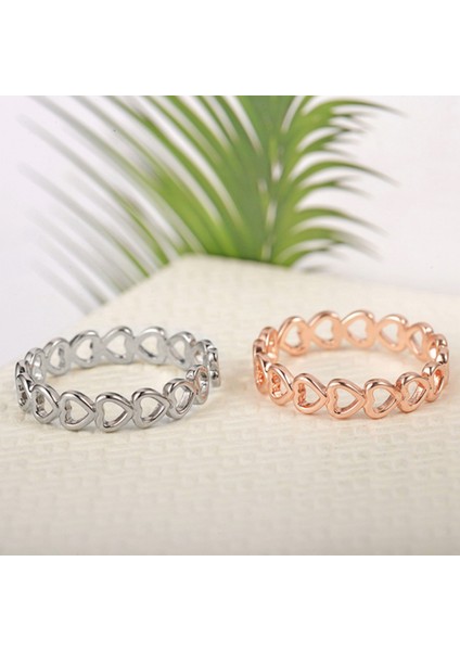 Delikli Kalp Şekli Açık Halka Tasarımı Kadınlar Için Sevimli Moda Aşk Takı Genç Kız Hediyeler Ayarlanabilir Gümüş Renk (Yurt Dışından) fiyatları