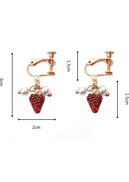 Çilek Küpe Damla Kulak Damızlık Klip Sevimli Kolye (Yurt Dışından) modelleri