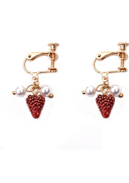 Çilek Küpe Damla Kulak Damızlık Klip Sevimli Kolye (Yurt Dışından) fırsatları