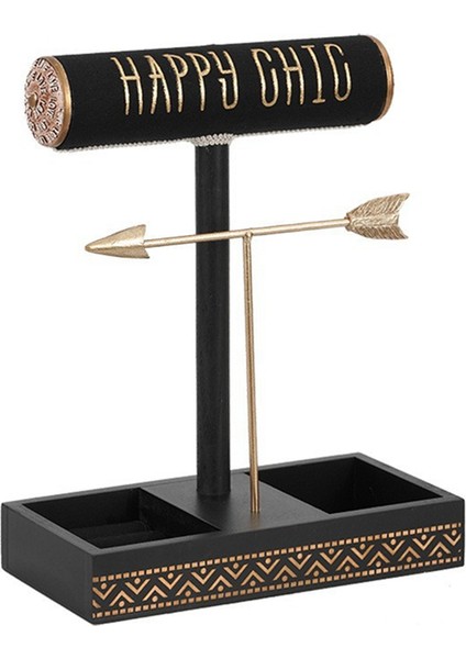 Takı Standı Masif Ahşap Taban Depolama Rafı Küpe Kolye Yüzük Sabit Stil Siyah (Yurt Dışından)