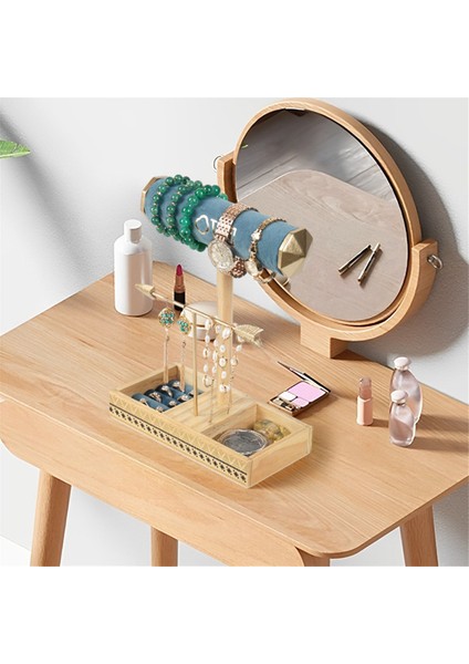 Takı Standı Masif Ahşap Taban Depolama Rafı Küpe Kolye Yüzük Sabit Stil Siyah (Yurt Dışından) fiyatları