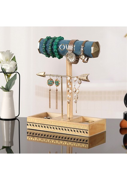 Takı Standı Masif Ahşap Taban Depolama Rafı Küpe Kolye Yüzük Sabit Stil Siyah (Yurt Dışından) fırsatları