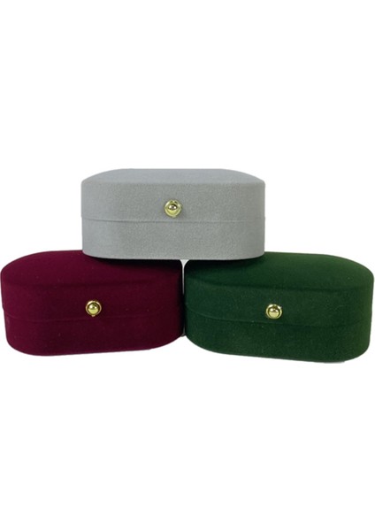 Nişan Ekranı Için Eşleşen Iki Parçalı Paketleyici ile Lüks Kadife Oval Şekil Mücevher Kutusu, Kırmızı (Yurt Dışından)