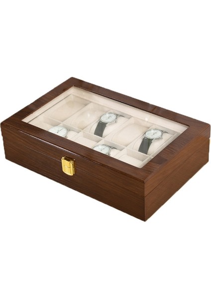 10-Bit Saat Saklama Kutusu Ahşap Ekran Kahve Ağacı Desen Hafif Boya Takı (Yurt Dışından) fiyatları