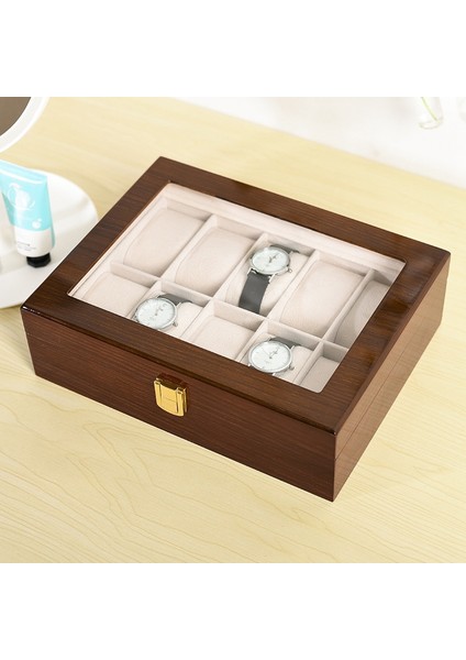 10-Bit Saat Saklama Kutusu Ahşap Ekran Kahve Ağacı Desen Hafif Boya Takı (Yurt Dışından) fırsatları