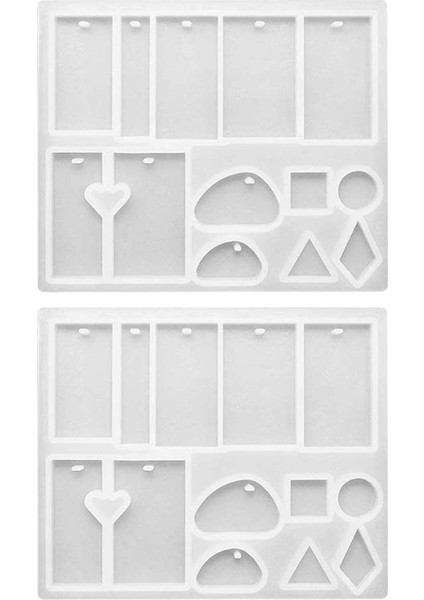 2 Paket Takı Döküm Kalıpları Silikon Kolye Kalıp Asılı Delik Yapımı Diy Craft Araçları - 13 Şekiller (Yurt Dışından)