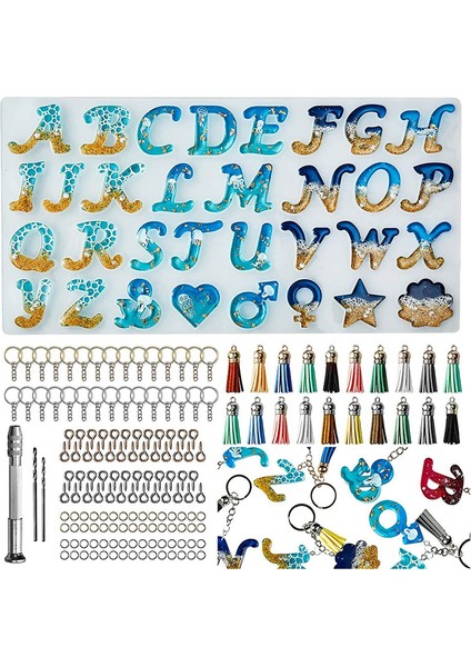 Ters Mektup Reçine Kalıp Seti, Dıy Için Silikon ve Dekoratif Epoksi Anahtarlık Yapımı Seti (Yurt Dışından)