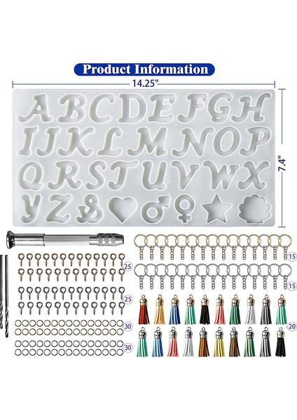 Ters Mektup Reçine Kalıp Seti, Dıy Için Silikon ve Dekoratif Epoksi Anahtarlık Yapımı Seti (Yurt Dışından) fiyatları