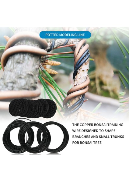 Saksı Delikli Örgü Pedli Bonsai Tel Seti, Kit 20 Plastik Mat Siyah Için Bakır Eğitimi (Yurt Dışından) fiyatları
