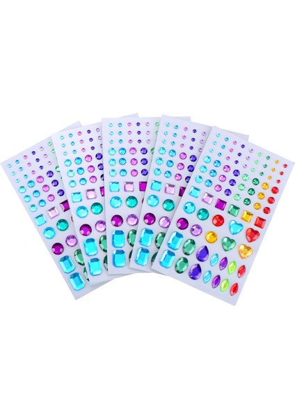 Kendinden Yapışkanlı Yapay Elmas Etiket Bling Craft Jewels Kristal Mücevher Çıkartmaları, Çeşitli Boyut, 5 Sayfa (Çok Renkli 3) (Yurt Dışından)