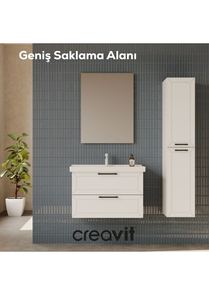 D20 65 cm Iki Çelmeceli Lavabo Dolabı Beyaz Lake Kapak fiyatları