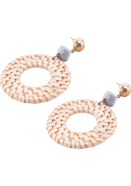 Kadın Bambu Rattan Küpe - Saman Akrilik Açıklama Drop Dangle Kızlar (Yurt Dışından) modelleri