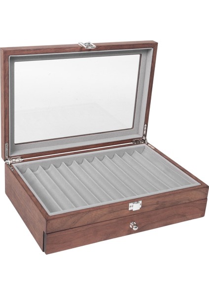 23 Izgara Ceviz Kalem Saklama Kutusu Lüks 2 Katmanlı Ekran Organizatör Şeffaf Pencere Çeşme Kutusu Kalem Koleksiyonu (Yurt Dışından)