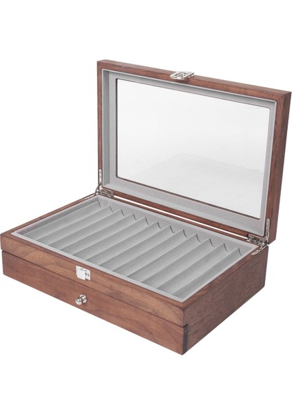 23 Izgara Ceviz Kalem Saklama Kutusu Lüks 2 Katmanlı Ekran Organizatör Şeffaf Pencere Çeşme Kutusu Kalem Koleksiyonu (Yurt Dışından) modelleri