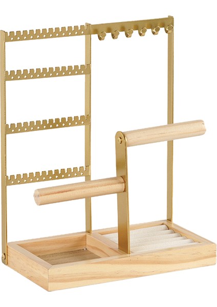 Altın Takı Standı Çıkarılabilir Masif Ahşap Taban Çift Eksenli Raf Küpe Kolye Yüzük (Yurt Dışından)