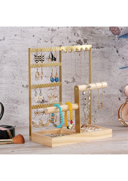 Altın Takı Standı Çıkarılabilir Masif Ahşap Taban Çift Eksenli Raf Küpe Kolye Yüzük (Yurt Dışından) fırsatları