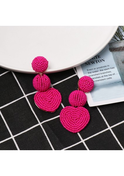 Bohem Etnik Tarzı Geometrik Yuvarlak Aşk Pirinç Boncuk Kolye Büyük Küpe Düğün Bayanlar Takı Pembe (Yurt Dışından) modelleri