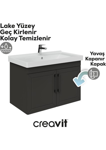 D20 80 cm Kapaklı Lavabo Dolabı Antrasit Lake Kapak fırsatları