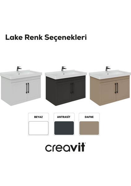 D20 80 cm Kapaklı Lavabo Dolabı Antrasit Lake Kapak indirimleri