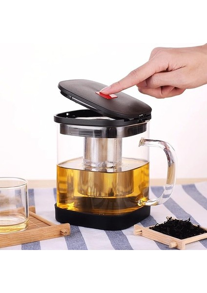 Cam Çaydanlık Filtreli Çaydanlık Teacup Set Isıya Dayanıklı Kare Cam Çaydanlık Çay Demlik Puer Oolong Çay Su Isıtıcısı Ofis Çay Bardağı | Çaydanlıklar (600 ml Çaydanlık (1 Adet))