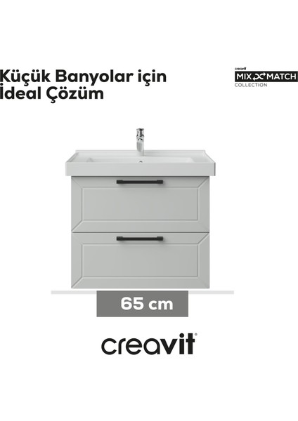 D20 65 cm Iki Çelmeceli Lavabo Dolabı Beyaz Lake Kapak modelleri