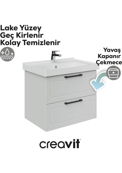 D20 65 cm Iki Çelmeceli Lavabo Dolabı Beyaz Lake Kapak fırsatları