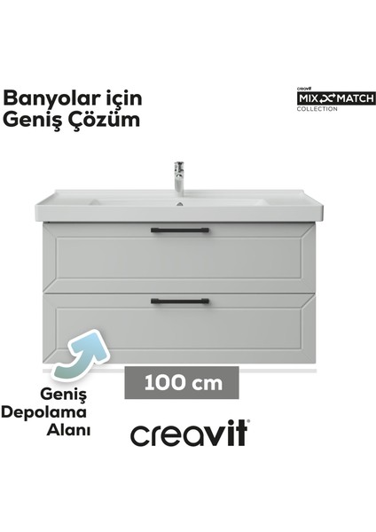 D20 100 cm Iki Çekmeceli Lavabo Dolabı Beyaz Lake Kapak fiyatları