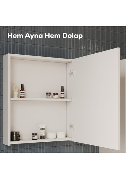 D20 60 cm Beyaz Aynalı Dolap Melamin Gövde indirimleri