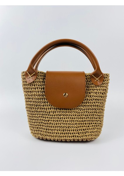 Longchamp Kağıt Ipten Yapılmış Kadın El Çantası En 26 Uzunluk 18