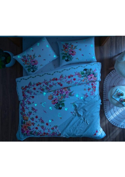 Throwlu Ranforce Çift Kişilik Nevresim Takımı Petunia Pembe ( 2'li Fincan Seti Hediyeli)