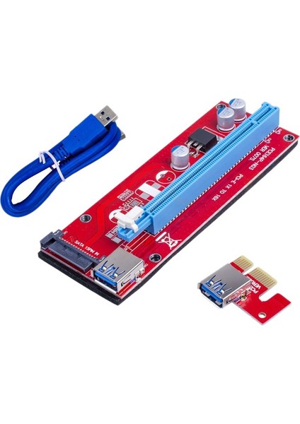 VER007S Pcı-E Yükseltici 1x Ila 16X USB Pcı Express Yükseltici Güçlendirilmiş Adaptör Kartı 60CM USB 3.0 Uzatma Kablosu Bitcoin Için (Kırmızı) (Yurt Dışından)