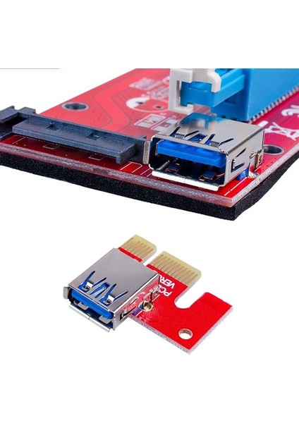 VER007S Pcı-E Yükseltici 1x Ila 16X USB Pcı Express Yükseltici Güçlendirilmiş Adaptör Kartı 60CM USB 3.0 Uzatma Kablosu Bitcoin Için (Kırmızı) (Yurt Dışından)