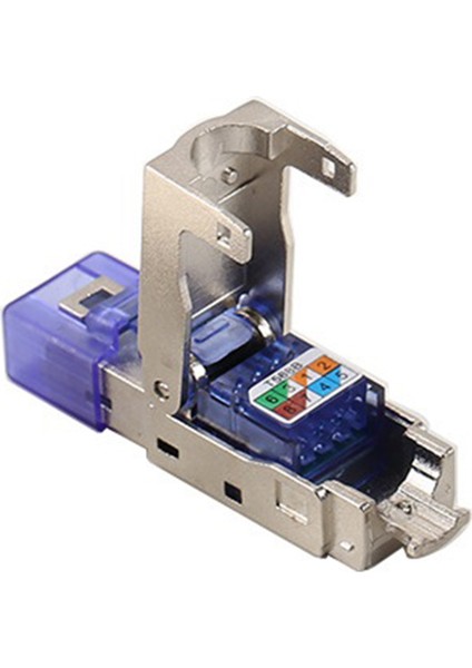 Cat8 RJ45 Konnektör Fişi Sıkma Aleti Olmadan Cat8 40GBPS 50U Çinko Alaşımlı Korumalı Ağ Kablosu RJ45 Fişi (Mavi) (Yurt Dışından)