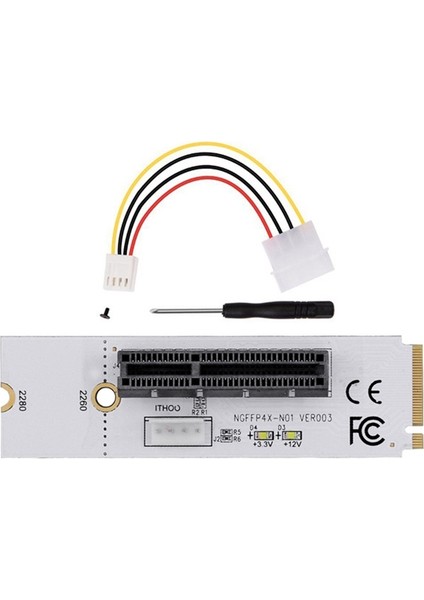 M.2 Anahtar M - Pcı-E 1x 4x Adaptör Kartı Ngff 4x Sinyal M.2 Nvme Işıklı Adaptör Kartı 4 Pinli Güç Kablosu (Yurt Dışından)