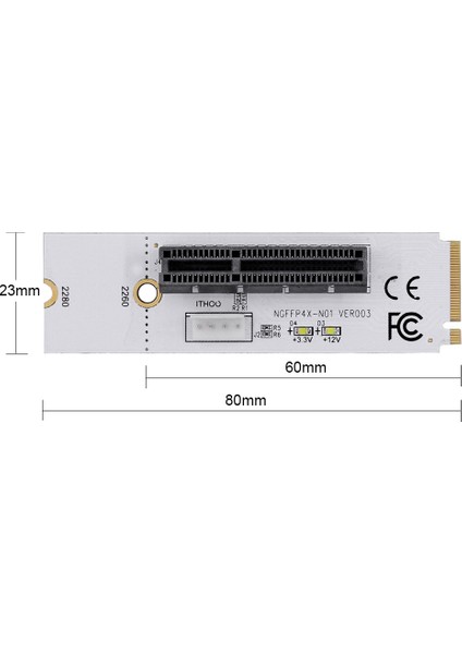 M.2 Anahtar M - Pcı-E 1x 4x Adaptör Kartı Ngff 4x Sinyal M.2 Nvme Işıklı Adaptör Kartı 4 Pinli Güç Kablosu (Yurt Dışından)