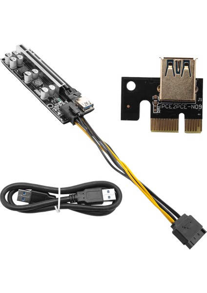 VER009S Artı Pcı Express 1x Ila 16X Güçlendirilmiş Pcı-E Yükseltici Kart Sata 6pin Güç 0.6 M USB 3.0 Kablosu Btc Ltc Madencilik Için (Yurt Dışından)