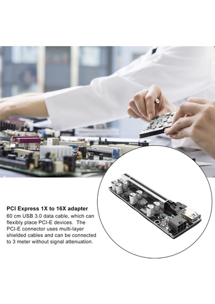 VER009S Artı Pcı Express 1x Ila 16X Güçlendirilmiş Pcı-E Yükseltici Kart Sata 6pin Güç 0.6 M USB 3.0 Kablosu Btc Ltc Madencilik Için (Yurt Dışından)
