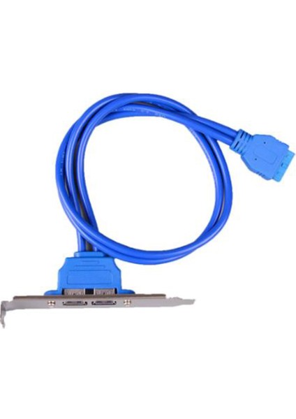 50CM Pc Anakart 20 Pin Çift USB 3.0 Portu Express Kablo Anakart 2 Usb3.0 Panel Braketi Uzatma Kablosu Mavi (Yurt Dışından)