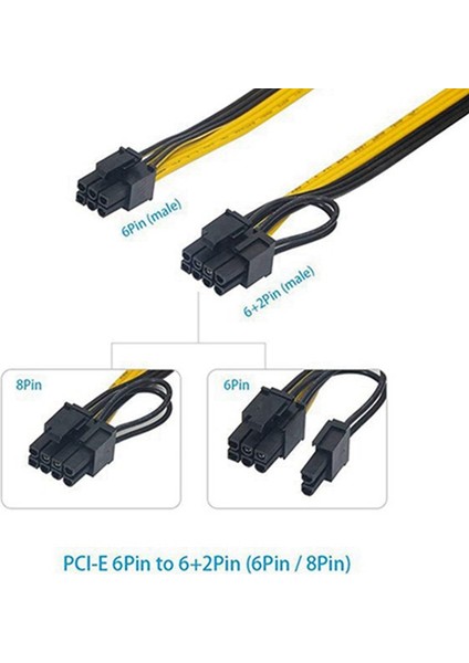 8 Adet 6 Pin Pcı-E - 8 Pin (6 + 2) Pcı-E (Erkek - Erkek) Gpu Güç Kablosu 50 cm Görüntü Kartları Için Madencilik Sunucusu Kesme Panosu (Yurt Dışından)