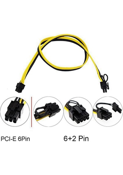 8 Adet 6 Pin Pcı-E - 8 Pin (6 + 2) Pcı-E (Erkek - Erkek) Gpu Güç Kablosu 50 cm Görüntü Kartları Için Madencilik Sunucusu Kesme Panosu (Yurt Dışından)