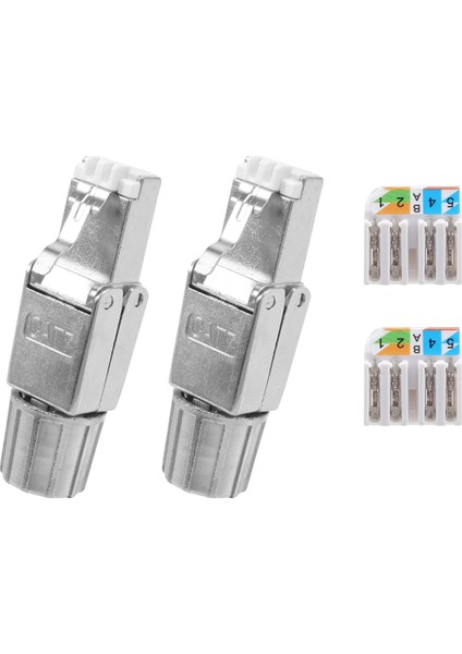 Adet RJ45 Cat7 Konnektörler Aracı Ücretsiz Korumalı Aletsiz Modüler Ağ Fişi Kurulum Kablosu (Yurt Dışından)