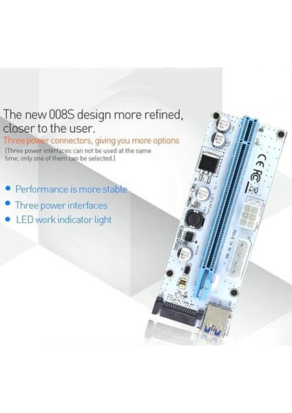 6 Adet VER008S 3 In 1 Molex 4pin Sata 6pın Pcıe Pcı-E Pcı Express Yükseltici Kart 1x Ila 16X USB 3.0 Kablo Bitcoin Madenciliği Için (Yurt Dışından)