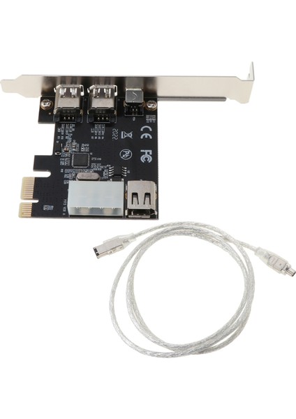 Pcı-E 1x Ieee 1394A 4 Port(3+1) Firewire Kart Adaptörü Masaüstü Bilgisayar Için 6 Pin'den 4 Pin'e 1394 Kablolu Pcıe 1394A Dönüştürücü (Yurt Dışından)