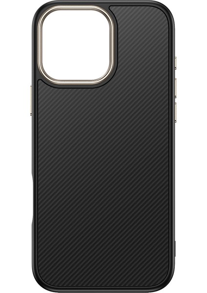 Apple iPhone 16 Pro Kılıf M-Safe Şarj Özellikli Karbon Fiber Görünümlü Alt Antina Kapak - Siyah indirimleri