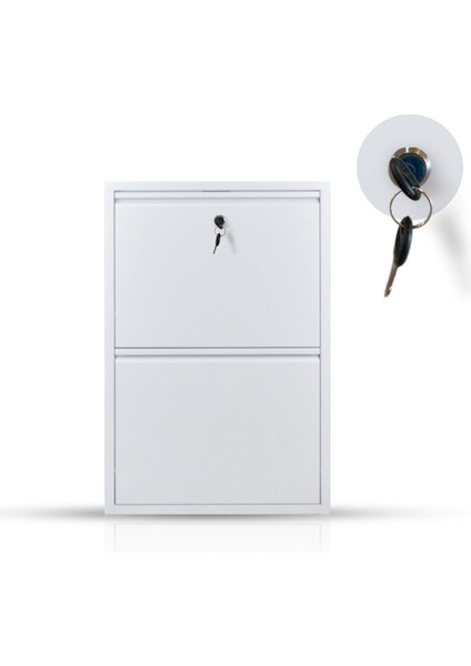 2'li Beyaz Metal Ayakkabılık( Kilitli)