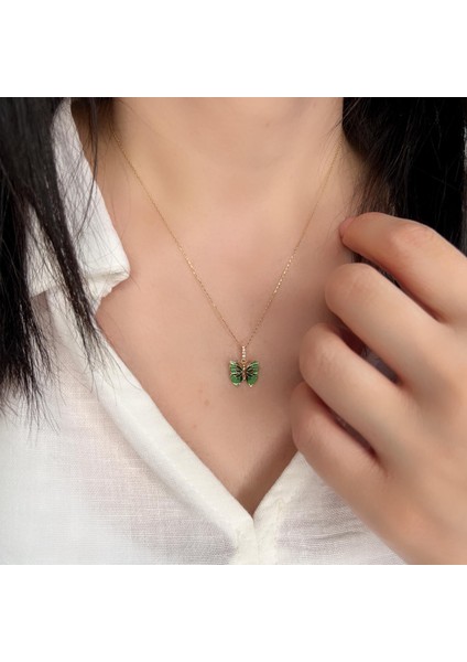 Kelebek Mineli Altın Kolye AK390 fırsatları